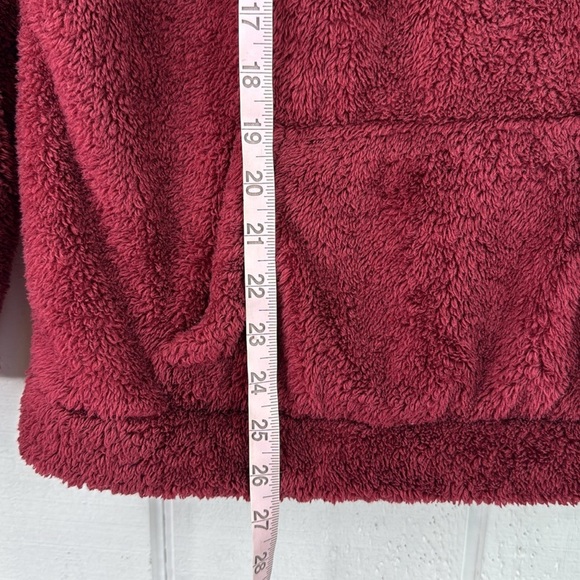 Doublju Women's Two-Tone Women's XS Pink and Maroon Half Zip Sherpa Pullover - Picture 9 of 10